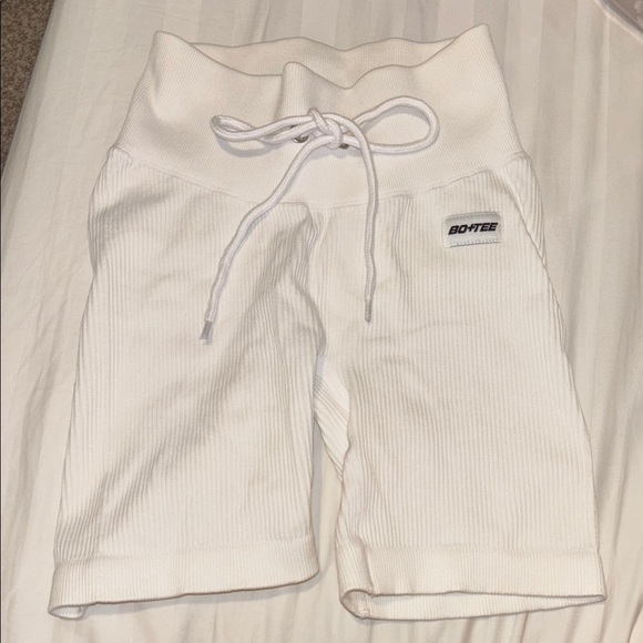 bo + tee Pants - White BO+TEE Ribbed Shorts